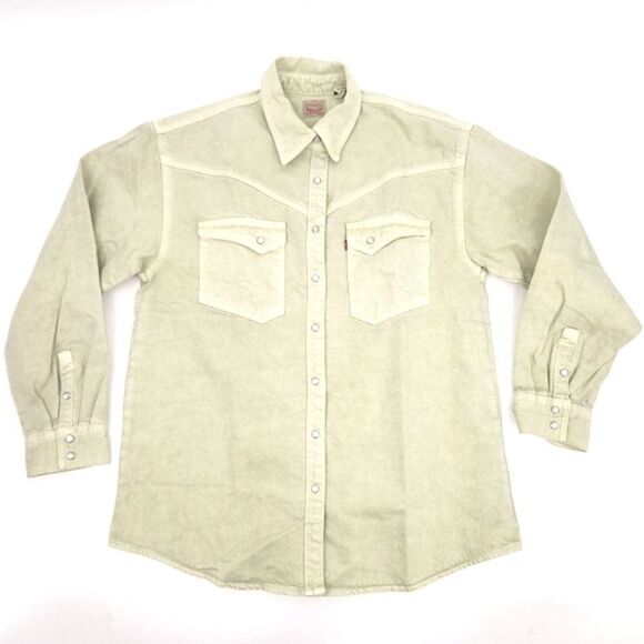 Levi's Dorsey XL  Denim Jean Shirt Western Relaxed Fit Small Meadow Mist Green - Picture 1 of 9